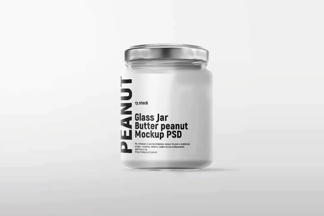 Cam Kavanozda Yer Fıstığı Ezmesi Mockup – Mockuplar creative asset