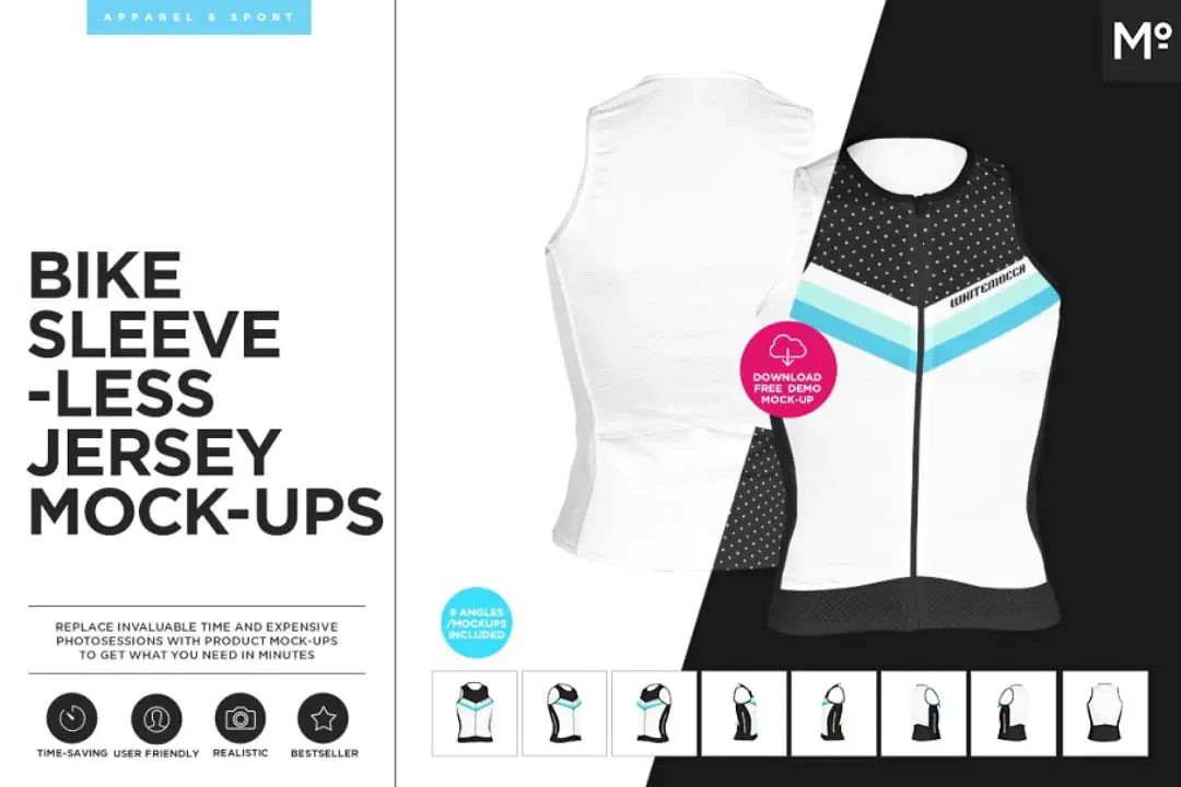 Bike Sleeveless Jersey Mockups Set Sample Free – Mockups creative asset