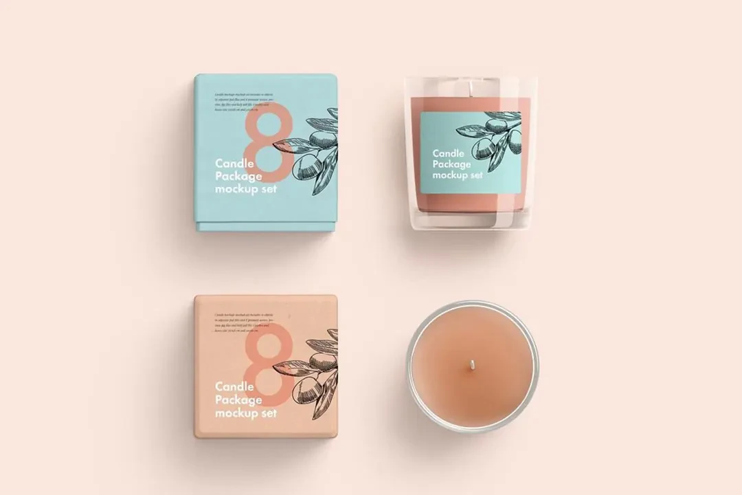 Mum Camı ve Kutu Ambalaj Mockup - Ücretsiz PSD – Mockuplar creative asset