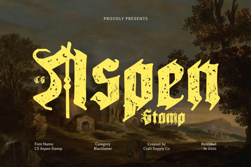 CS Aspen Stamp Font – Görüntü creative asset