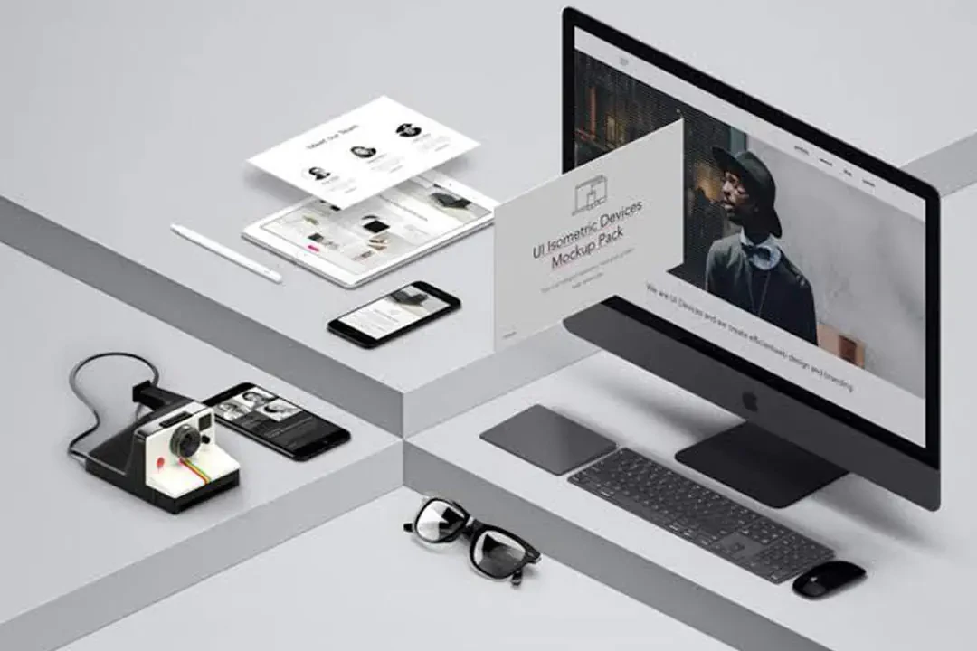 İzometrik Cihazlar Mockup Paketi – Mockuplar creative asset