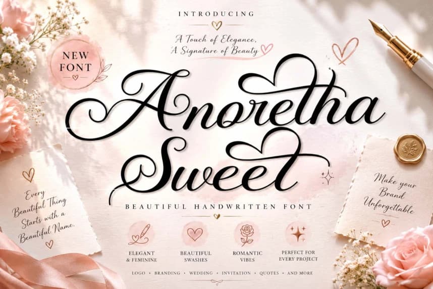 Anoretha Sweet Yazı Tipi – El Yazısı creative asset