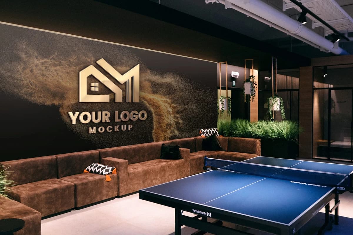 En Gerçekçi Modern Ofis Logo Mockup'ı (Akıllı Nesneler ile PSD)