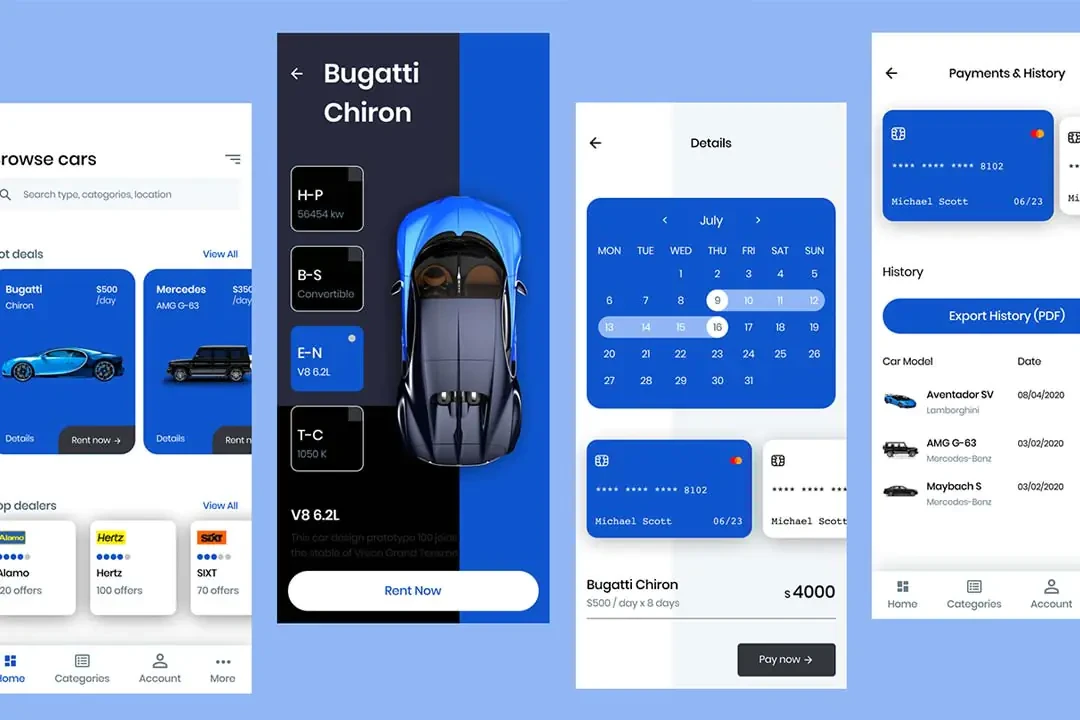 Car Rental UI Free Figma Template – Kullanıcı Arayüzü Kitleri creative asset