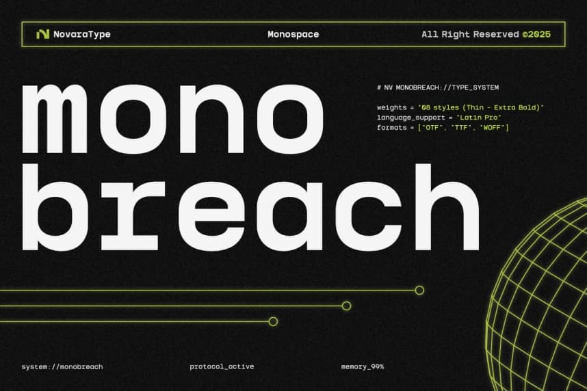 NV Monobreach Modern Monospace Font Family – Display creative asset