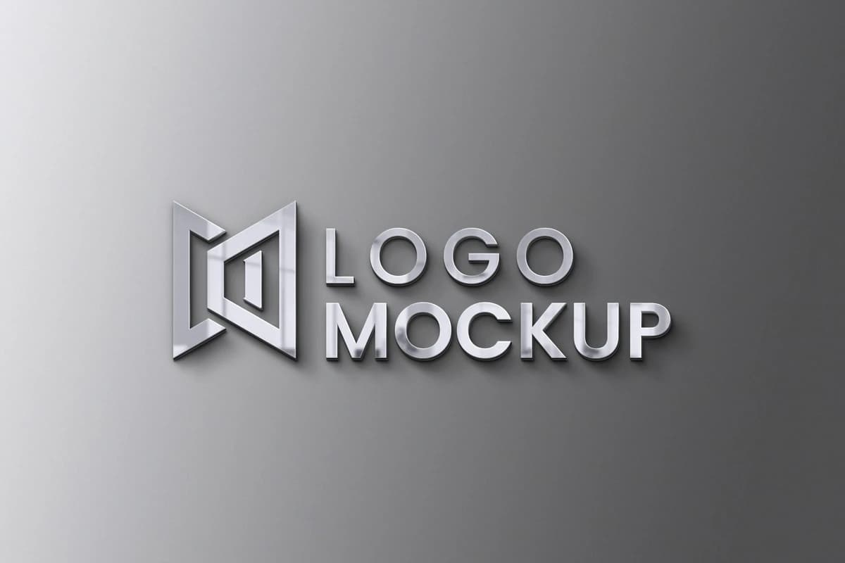 Ücretsiz Logo Mockup 3D Modern Duvar – PSD Mockup