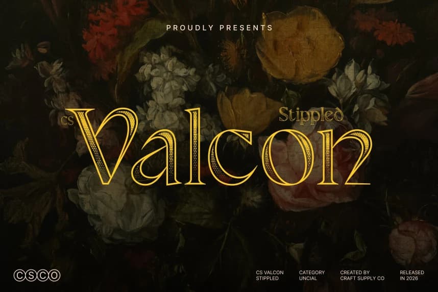 CS Valcon Stippled Font – Serif creative asset