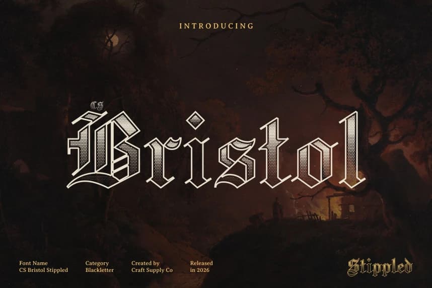 CS bristol Stippled Font – Görüntü creative asset