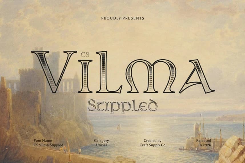 CS Vilma Stippled Font – Serif creative asset
