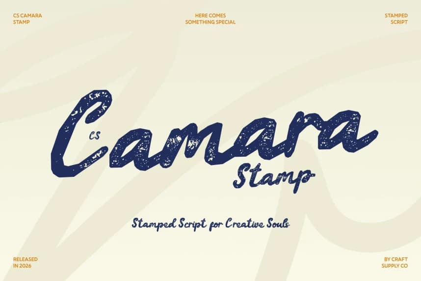 CS Camara Stamp Font – Handwritten creative asset