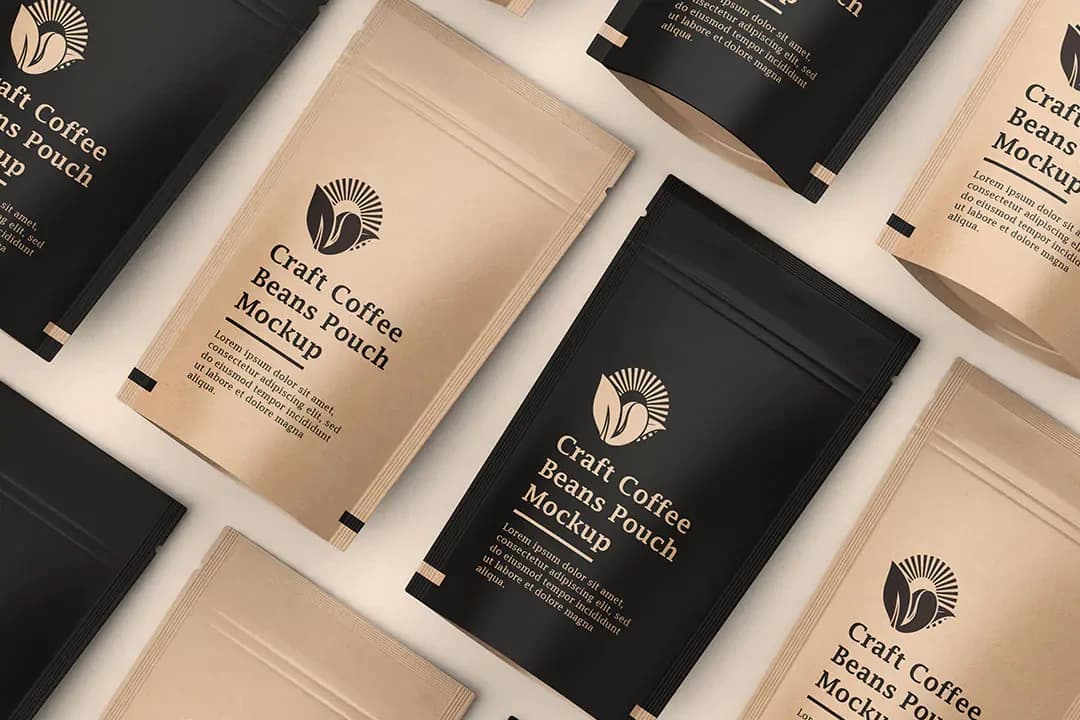 Craft Paper Coffee Pouch Bag Mockup – Mockups creative asset