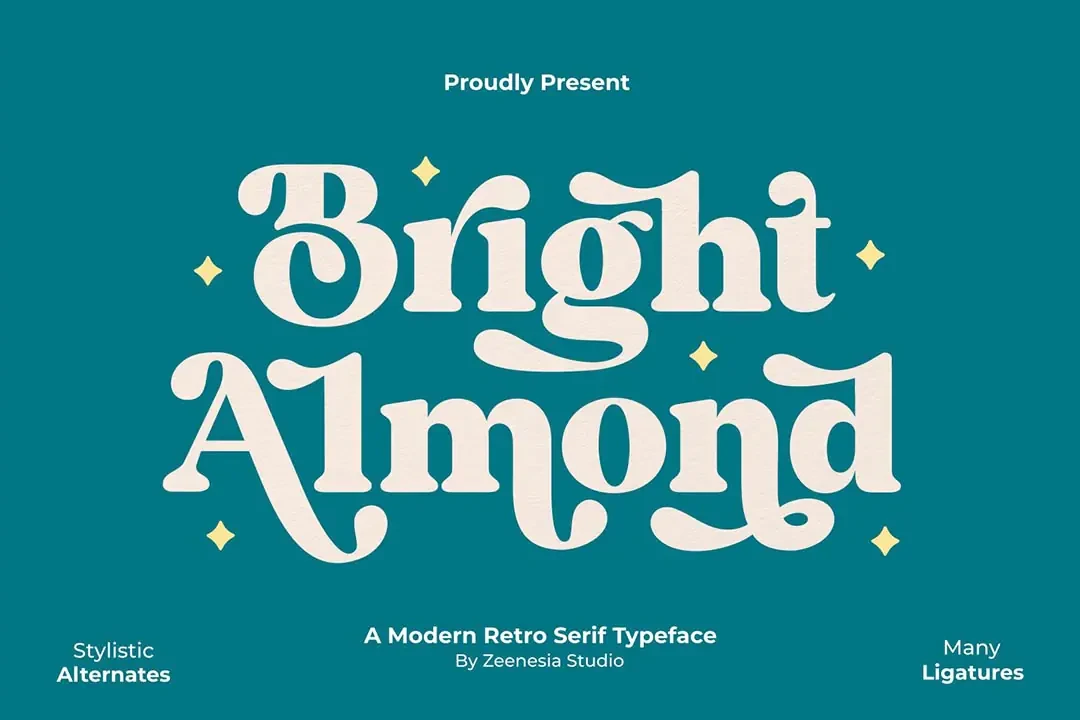 Bright Almond Retro Serif Font Free Sample – Serif creative asset