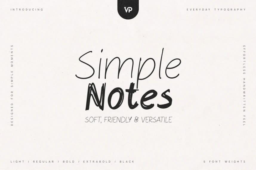 Simple Notes – Soft Handwritten Font