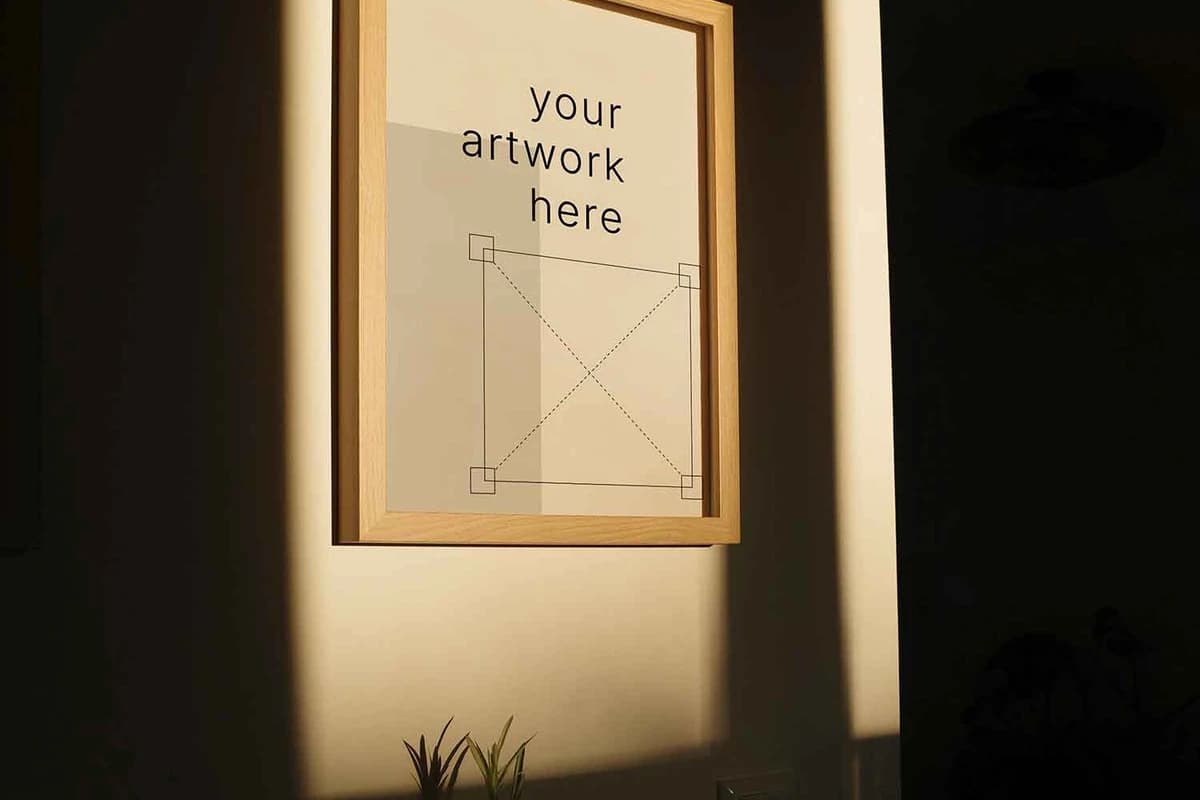 Free Industrial Interior Poster Frame Mockup (PSD)