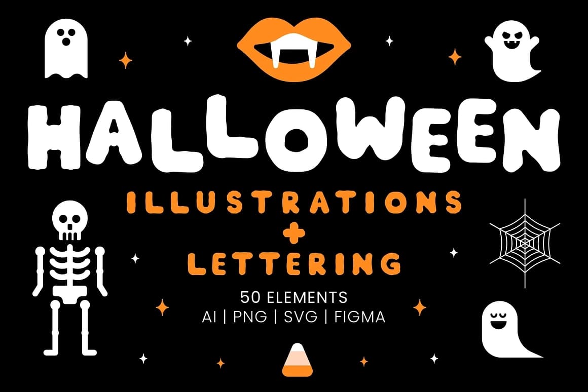 Cadılar Bayramı İllüstrasyonları ve Lettering