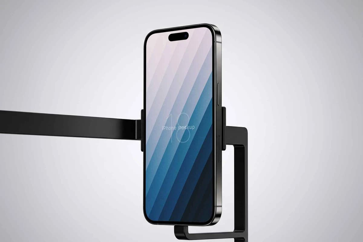 Metal Structure Mockup üzerinde iPhone 18 Pro